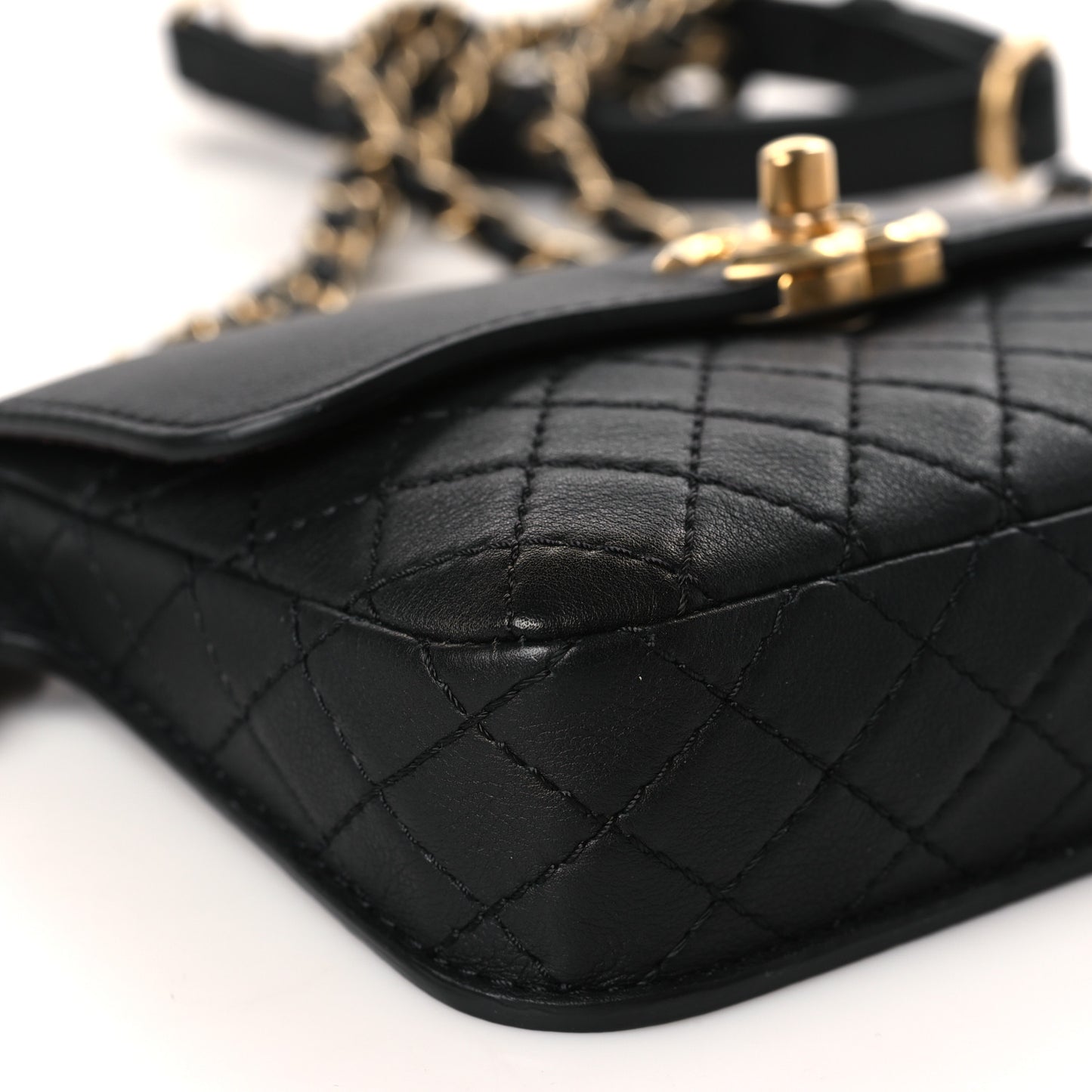 Calfskin Quilted Waist Bag With Coin Purse Black