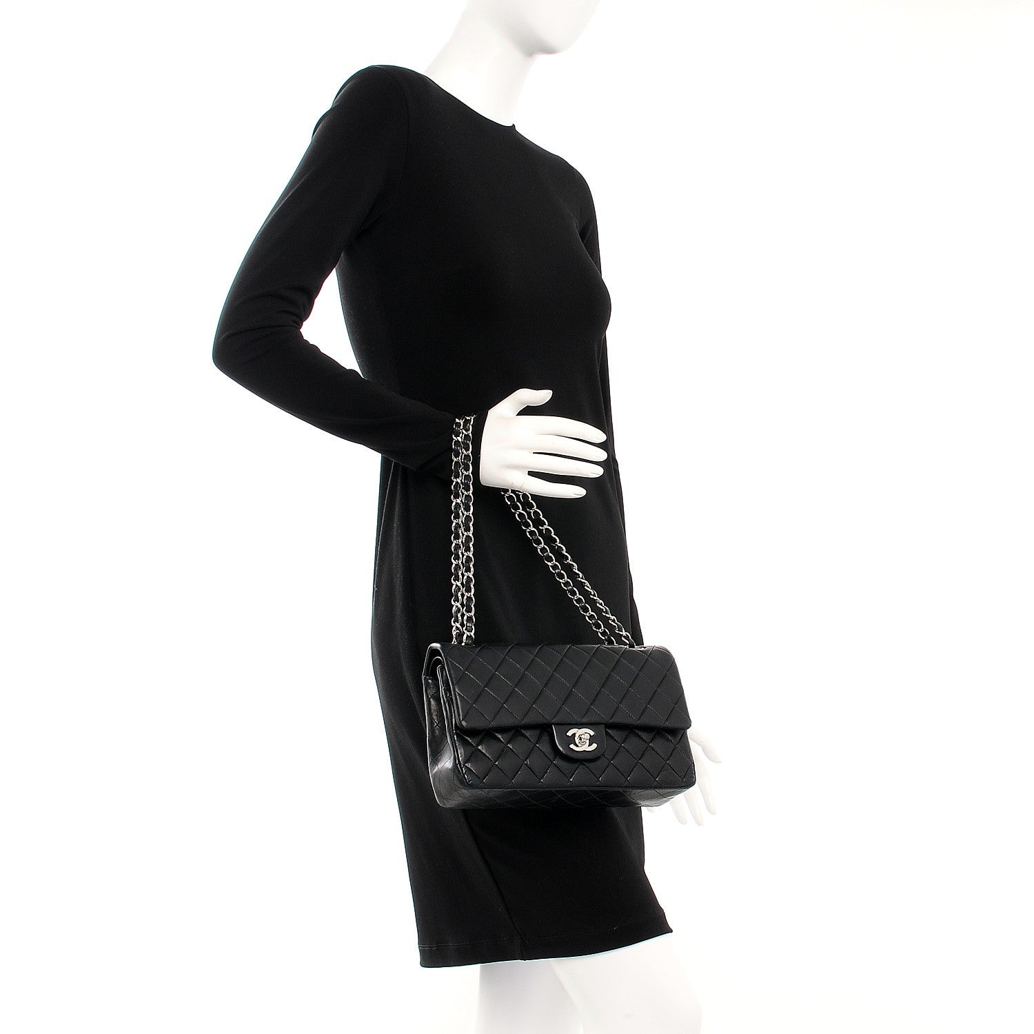 Chanel Lambskin Quilted Medium Double Flap Black 2 of 7