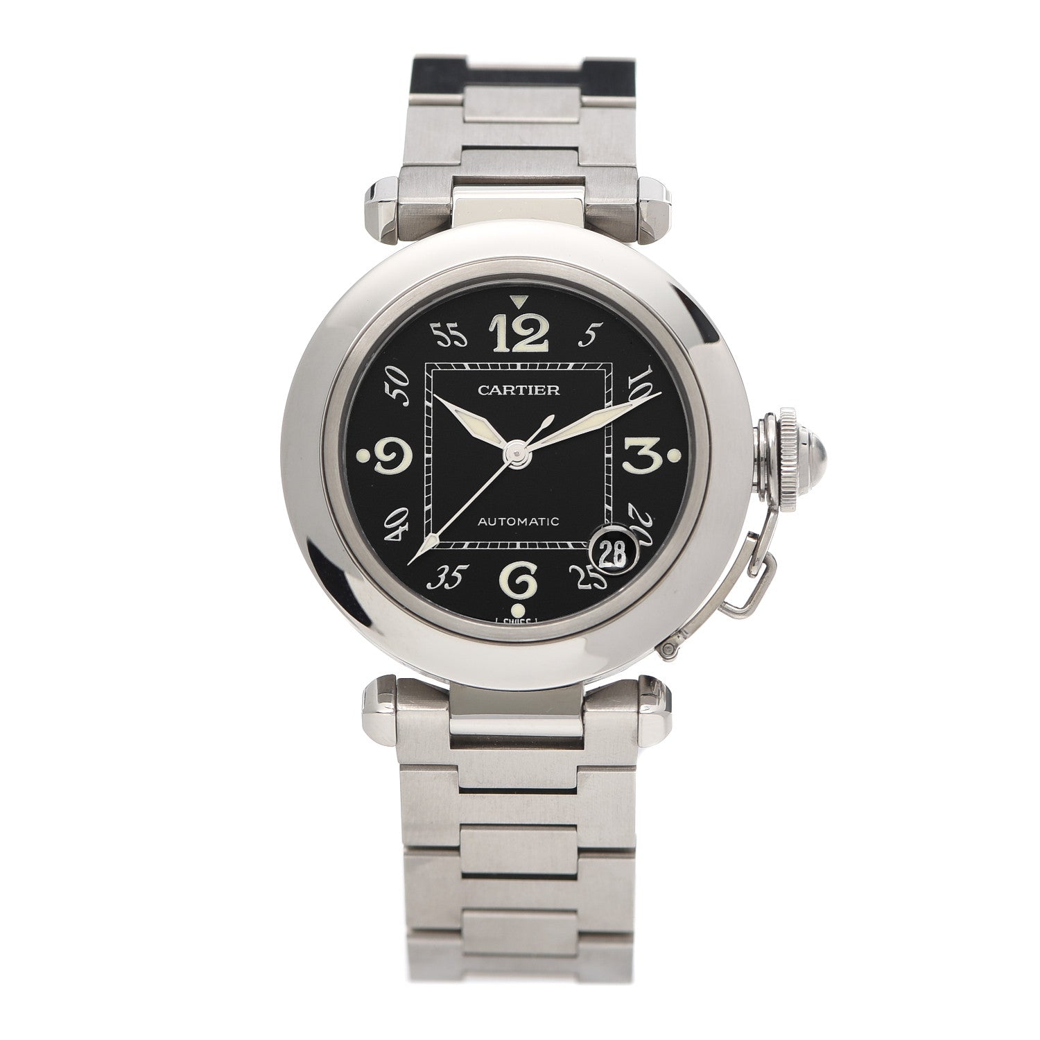 Cartier Stainless Steel 35mm Pasha C Automatic Watch Black 1 of 6