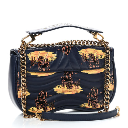 Louis Vuitton Calfskin Leopard Print New Wave Chain MM Navy 3 of 8