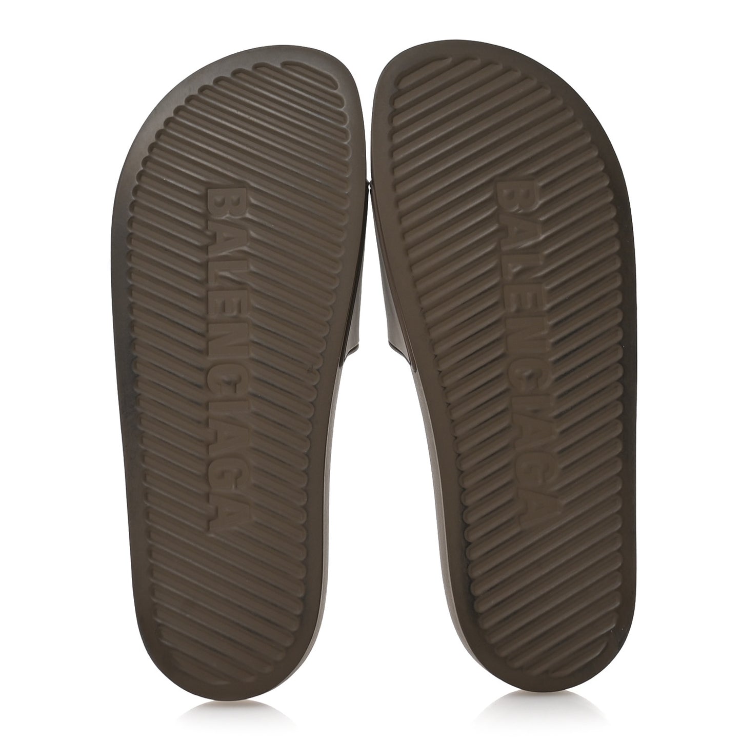 Rubber Logo Mens Pool Slide Sandals 40 Taupe Black