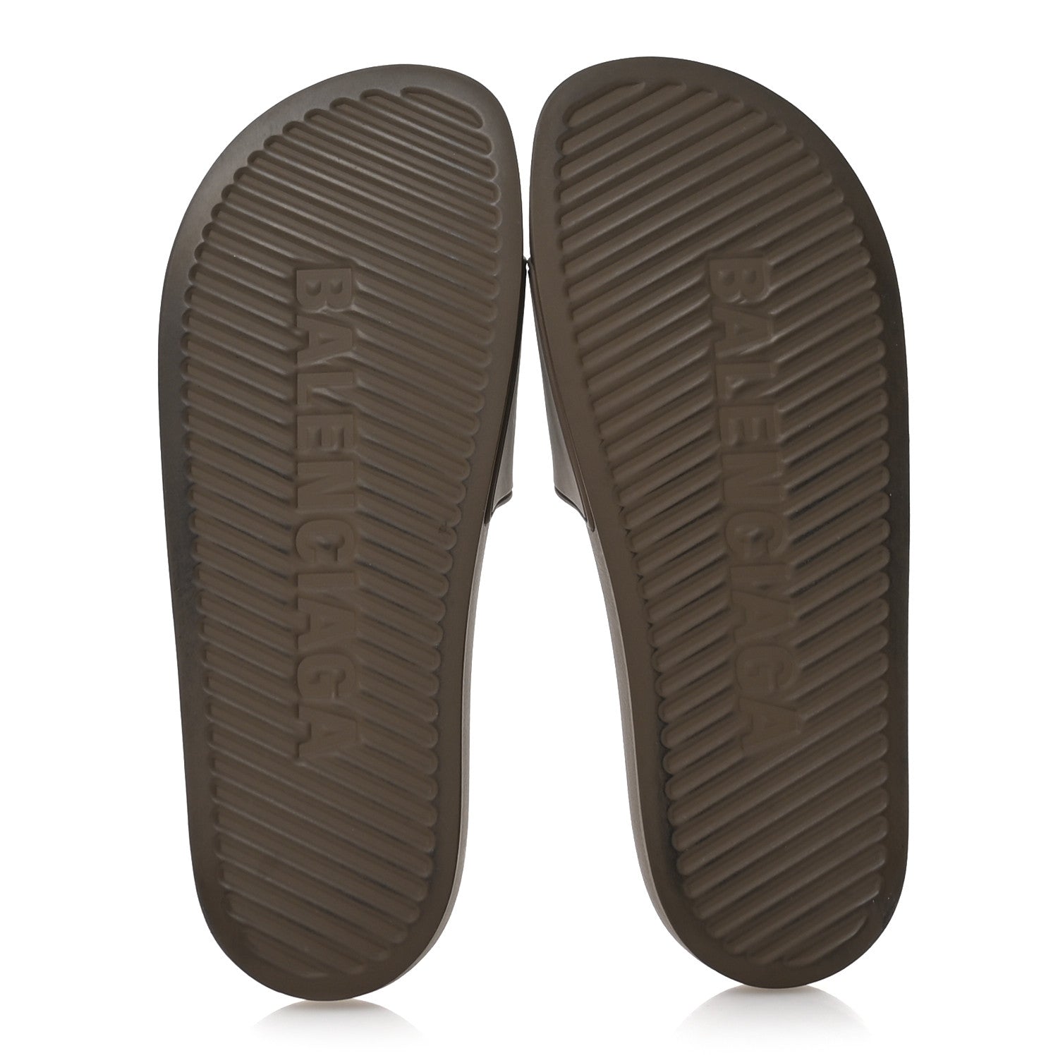 Balenciaga Rubber Logo Mens Pool Slide Sandals 40 Taupe Black 6 of 8