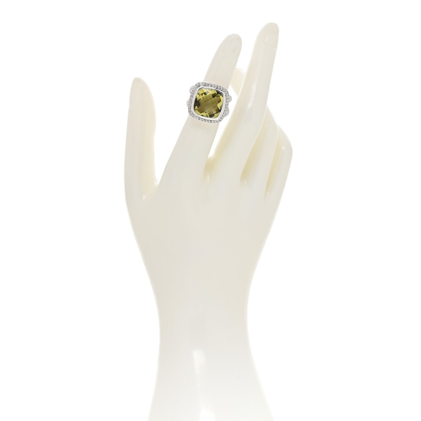 Sterling Silver Diamond Lemon Citrine 14mm Albion Ring 49 5