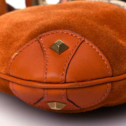 Gucci Suede Monogram Mini Piston Lock Jackie O Hobo Orange 9 of 11