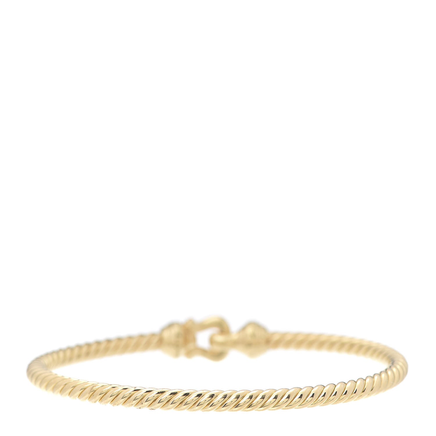 David Yurman 18K Yellow Gold Diamond 3.5mm Cable Buckle Bracelet 3 of 5