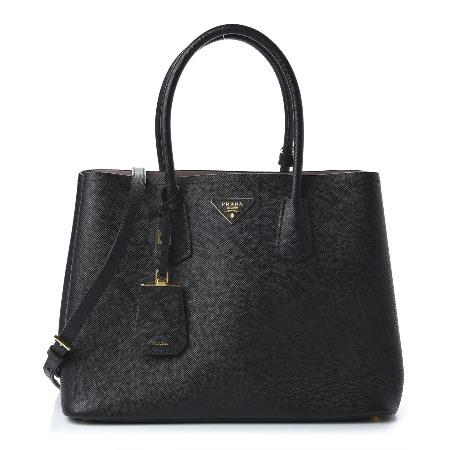 Saffiano Cuir Large Double Bag Black Mughetto