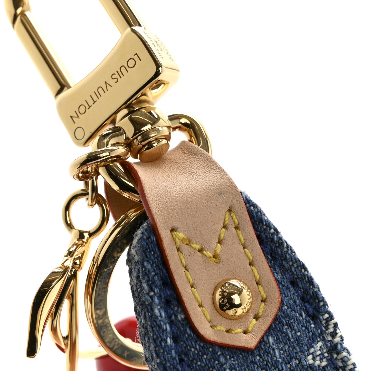 LV X TM Monogram Denim Cerises Dragonne Key Holder Blue