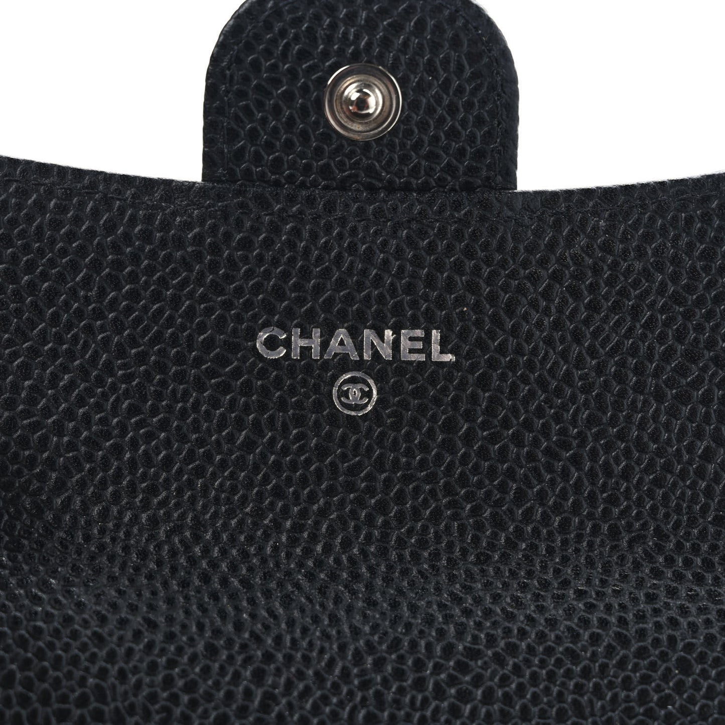 Caviar Quilted Flap Card Holder Wallet Black