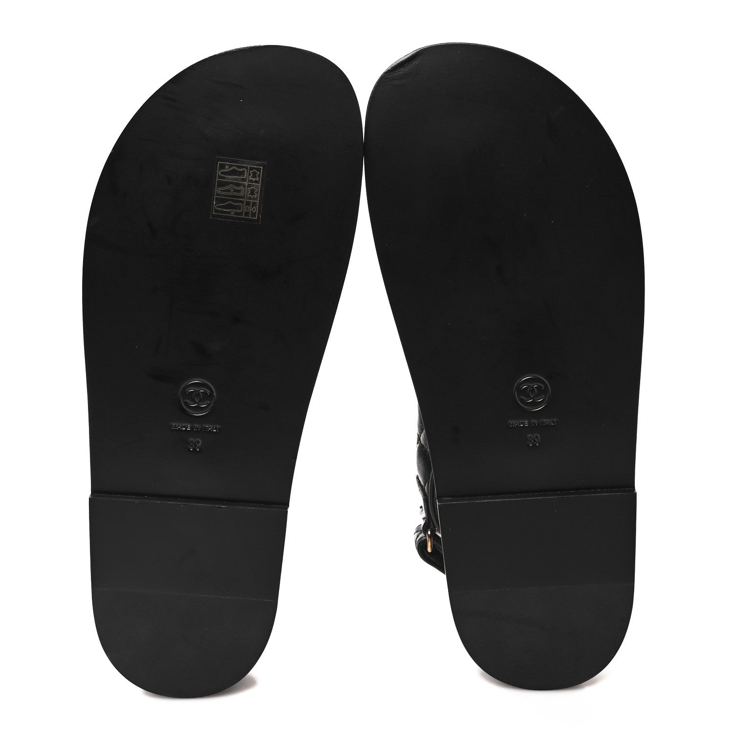 Chanel Shiny Calfskin Velcro Dad Sandals 39 Black 5 of 8