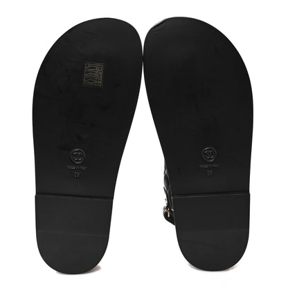 Chanel Shiny Calfskin Velcro Dad Sandals 39 Black 5 of 8