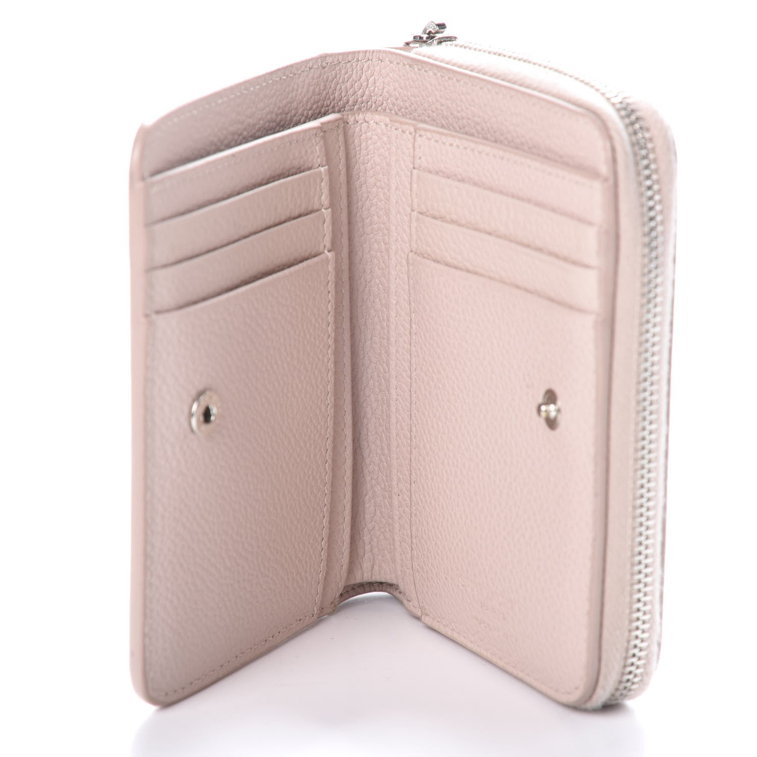 Saint Laurent Grained Calfskin Rive Gauche Compact Zip Around Wallet Pink 5 of 6
