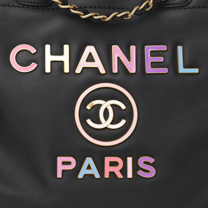Chanel Calfskin Medium Deauville Tote Black Multicolor 9 of 13