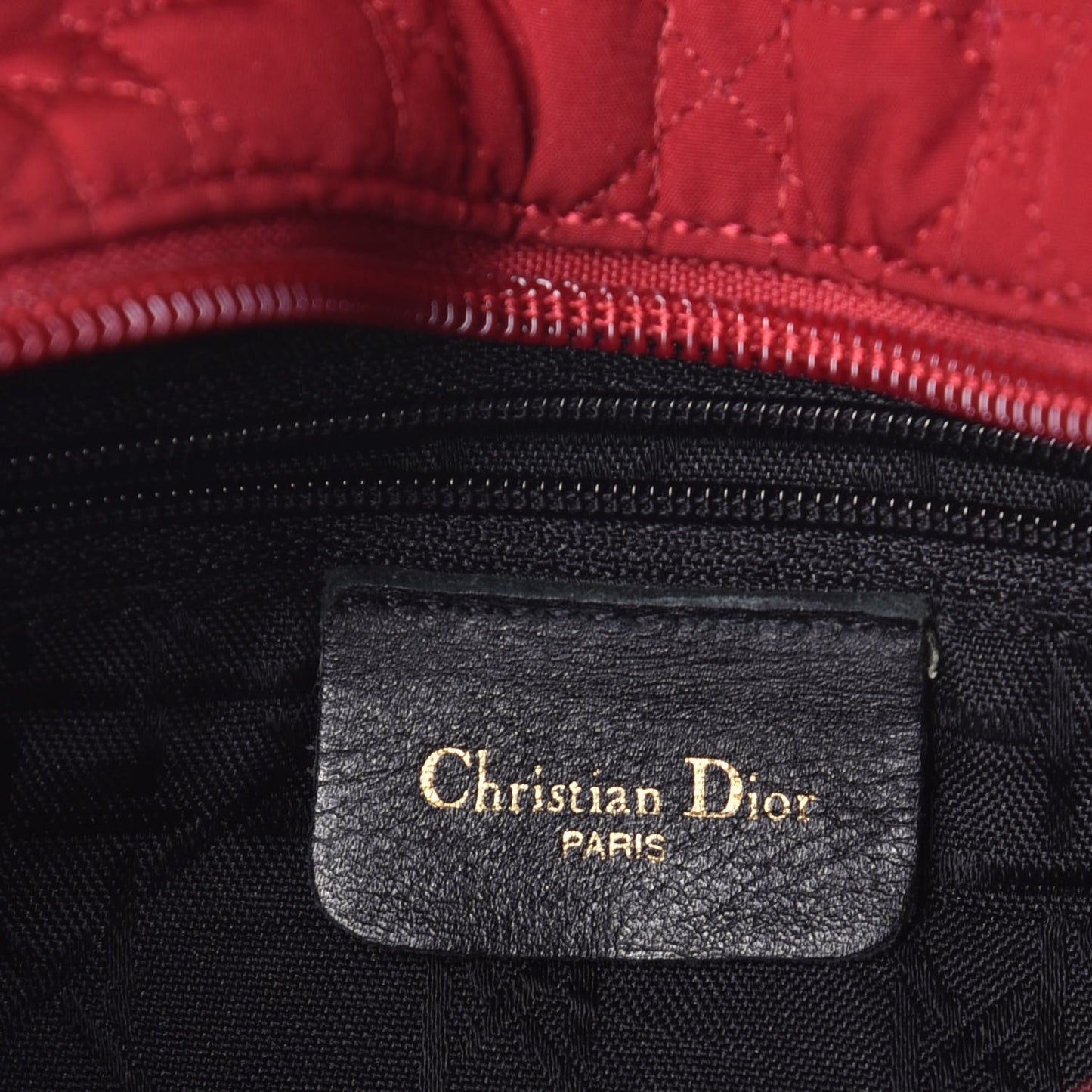 Nylon Cannage Medium Lady Dior Red