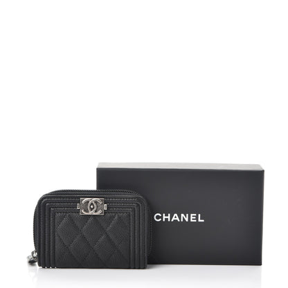 Chanel Caviar Quilted Boy Zip Around Coin Purse Wallet Black 8 of 8