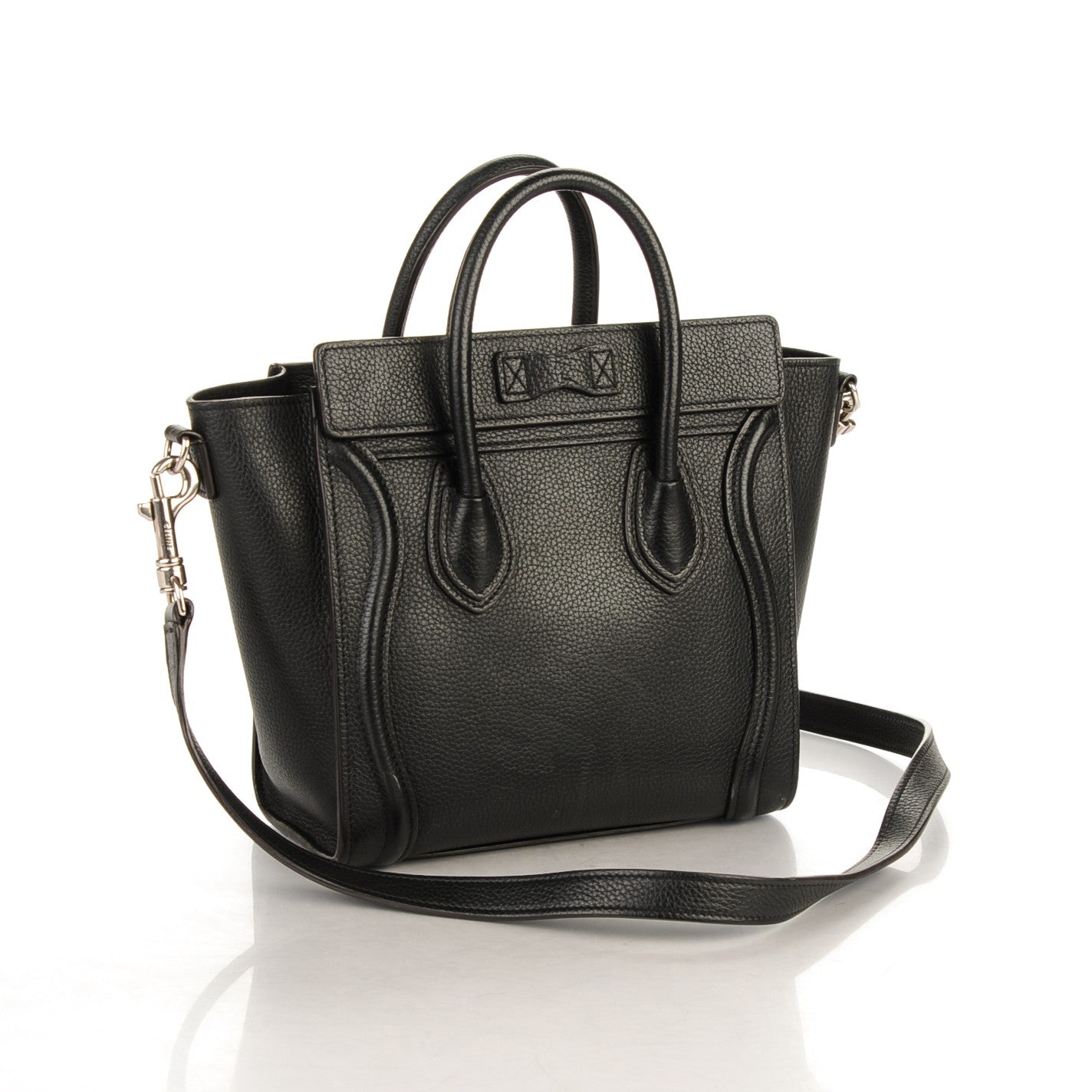 Drummed Calfskin Nano Luggage Black