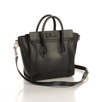 Celine Drummed Calfskin Nano Luggage Black 3 of 7