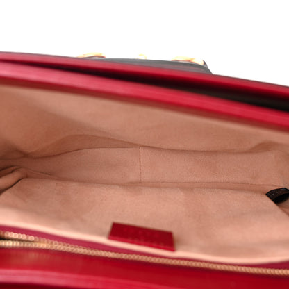 Gucci GG Supreme Monogram Azalea Calfskin Horsebit 1955 Shoulder Bag Beige Ebony New Cherry Red 5 of 11