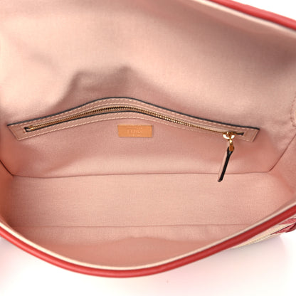 Fendi Canvas Vitello King FF Embroidered Baguette Rosa Quarzo Bloody Mary Multicolor 5 of 9