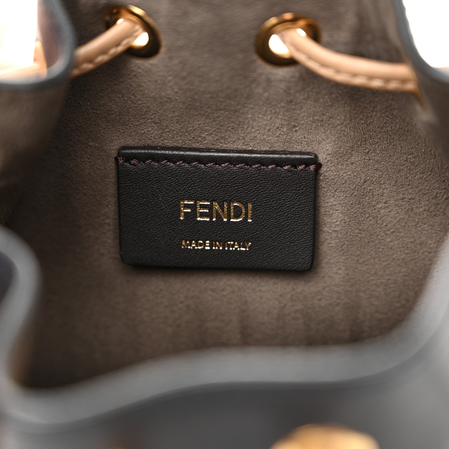 Fendi Vitello Liberty F is Fendi Stamp Patch Mini Mon Tresor Bucket Bag Blue Notte Cuoio Flamingo 6 of 10
