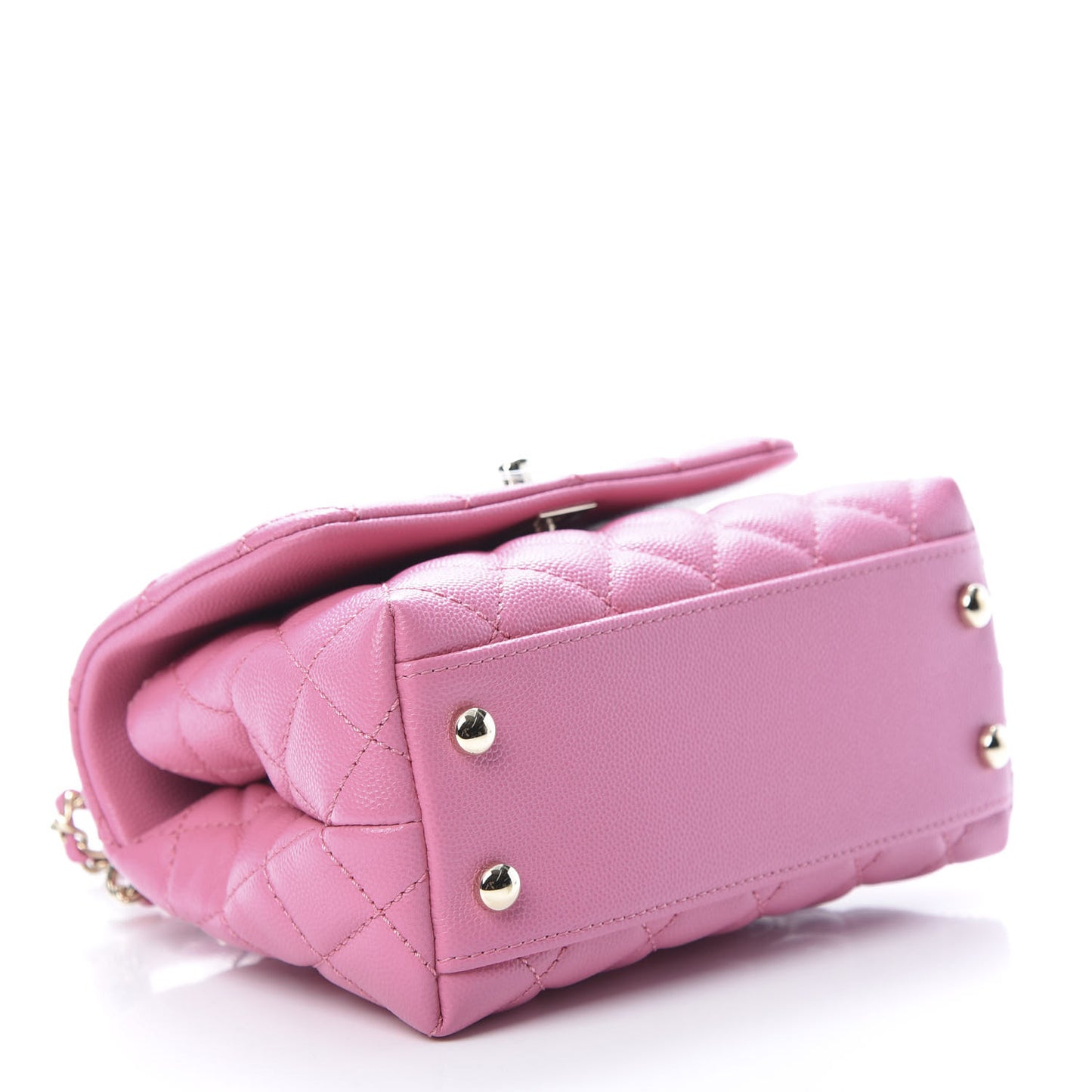 Caviar Quilted Lizard Embossed Extra Mini Coco Handle Flap Pink