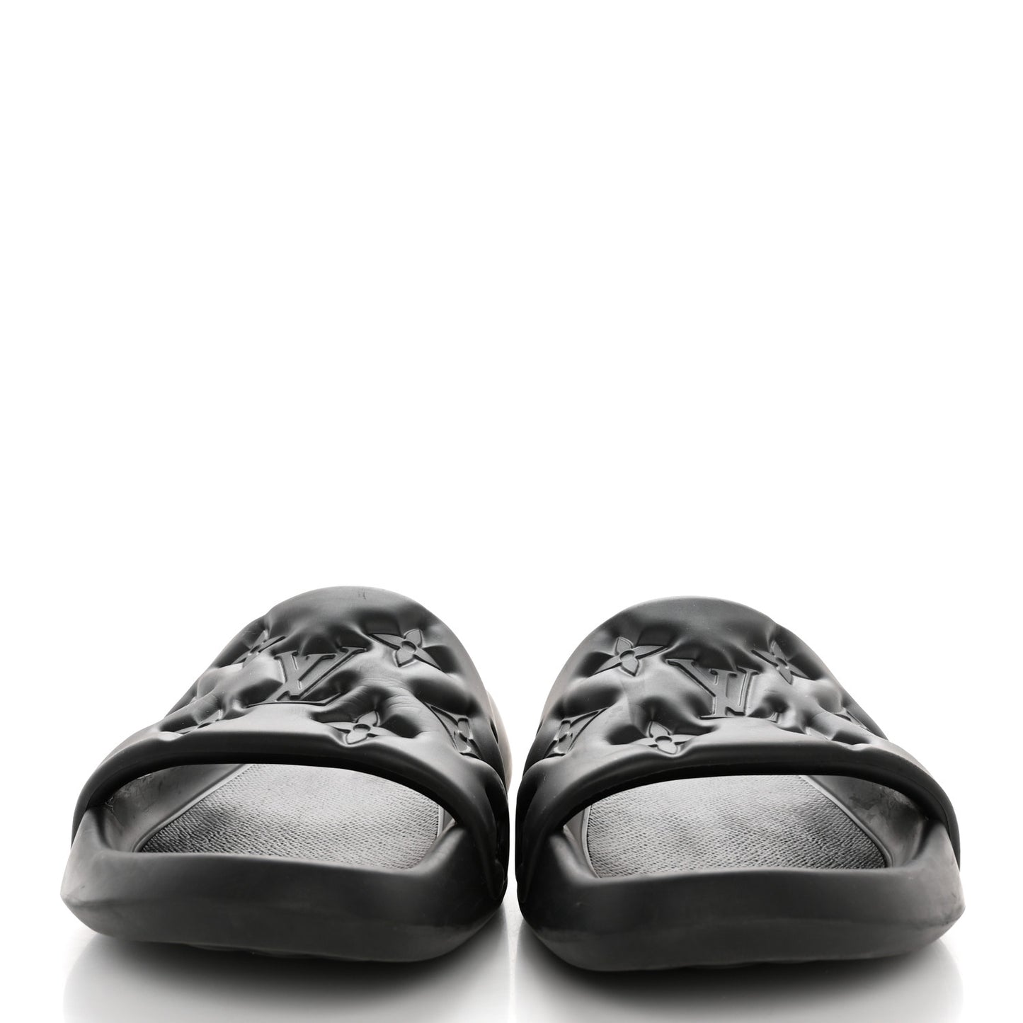 Rubber Embossed Monogram Mens Waterfront Mules 10 Black