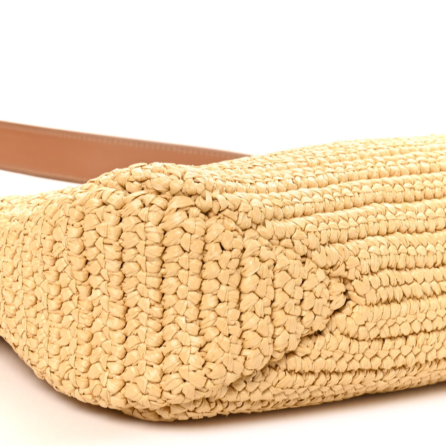 Prada Yarn Raffia Effect Crochet Large Aimée Shoulder Bag Natural 8 of 9