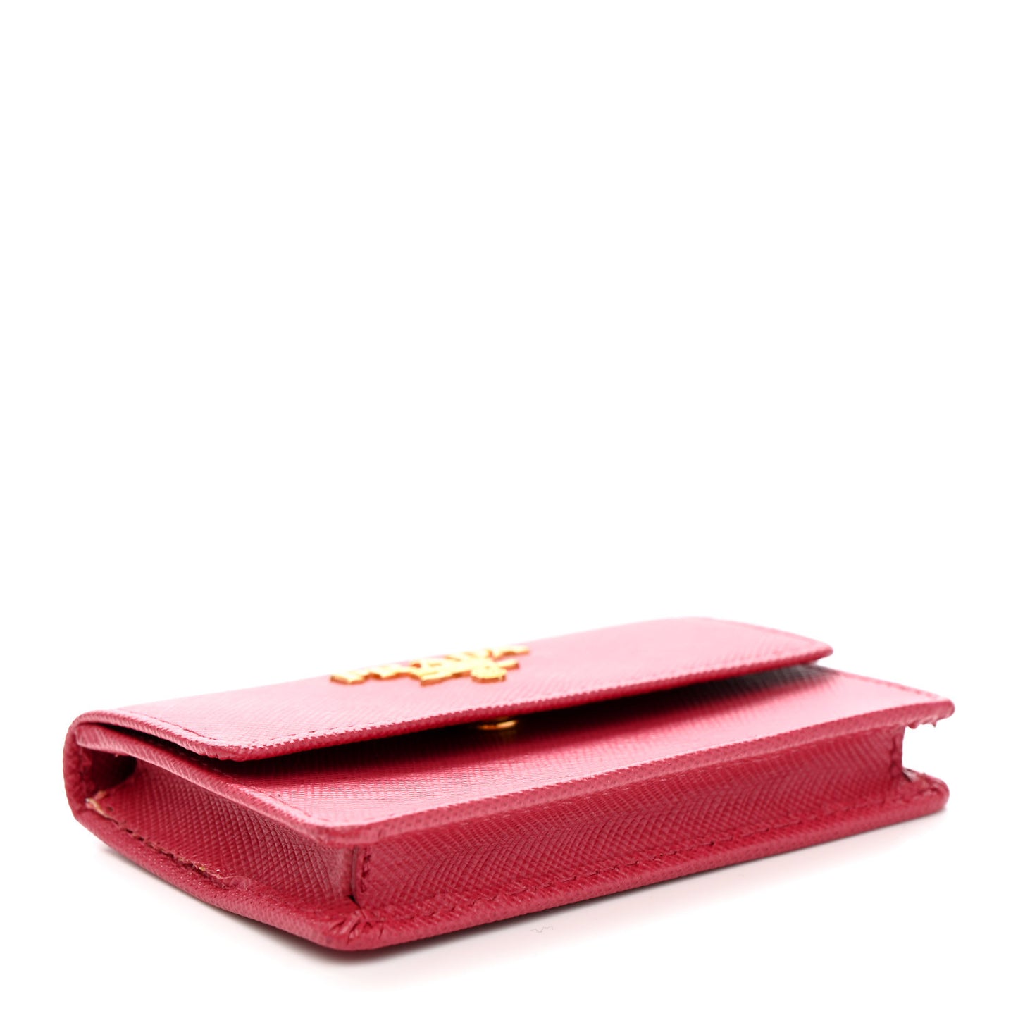 Saffiano Metal Flap Card Holder Peonia