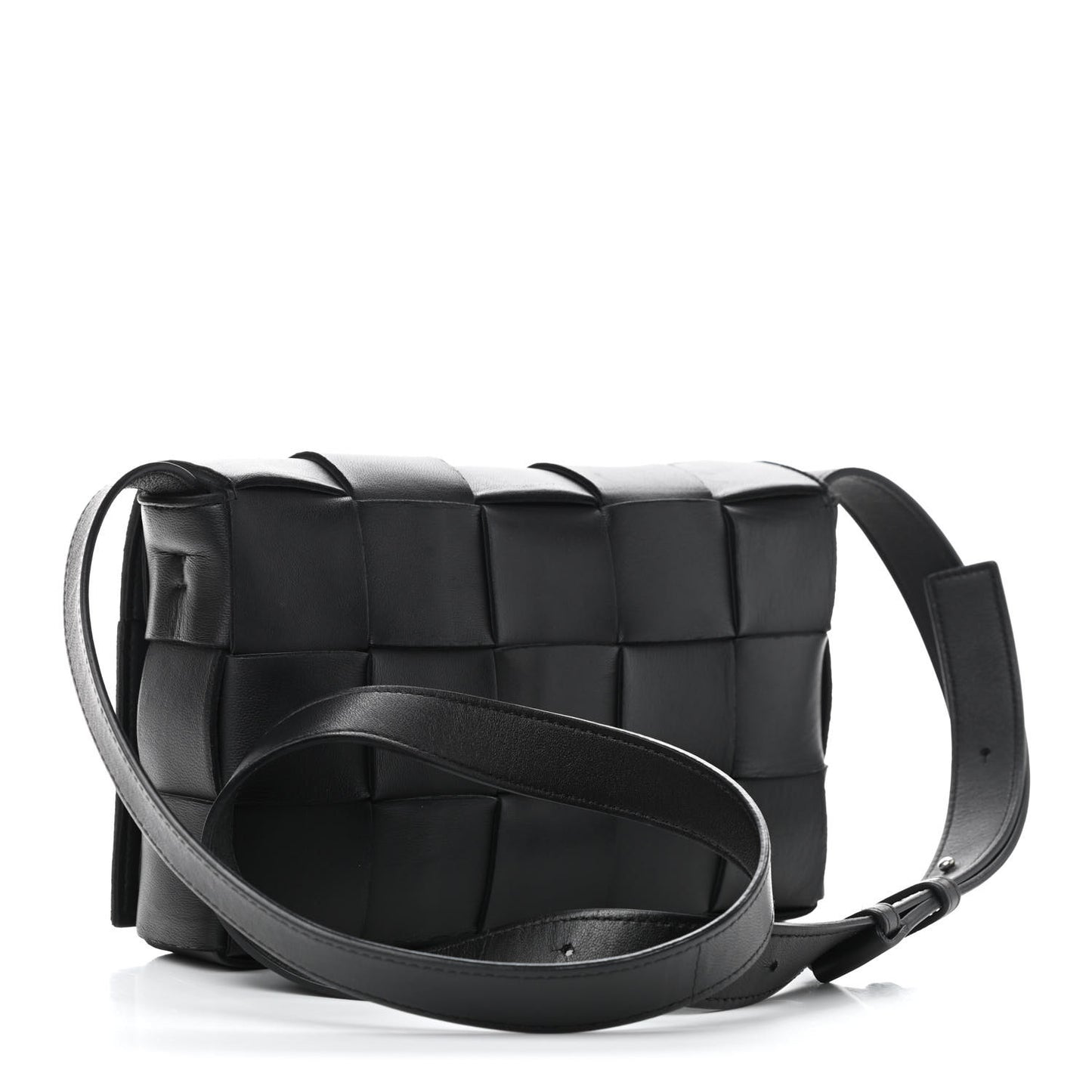 Lambskin Maxi Intrecciato Cassette Crossbody Bag Black