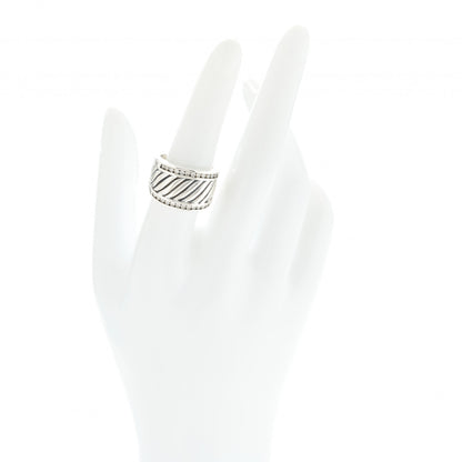 David Yurman Sterling Silver Diamond Cable Cigar Band Ring 54 7 2 of 4