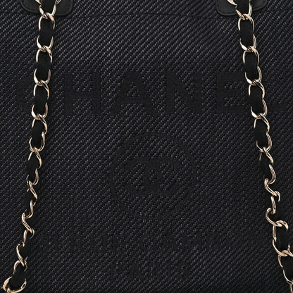 Chanel Mixed Fibers Calfskin Medium Deauville Tote Blue 7 of 9