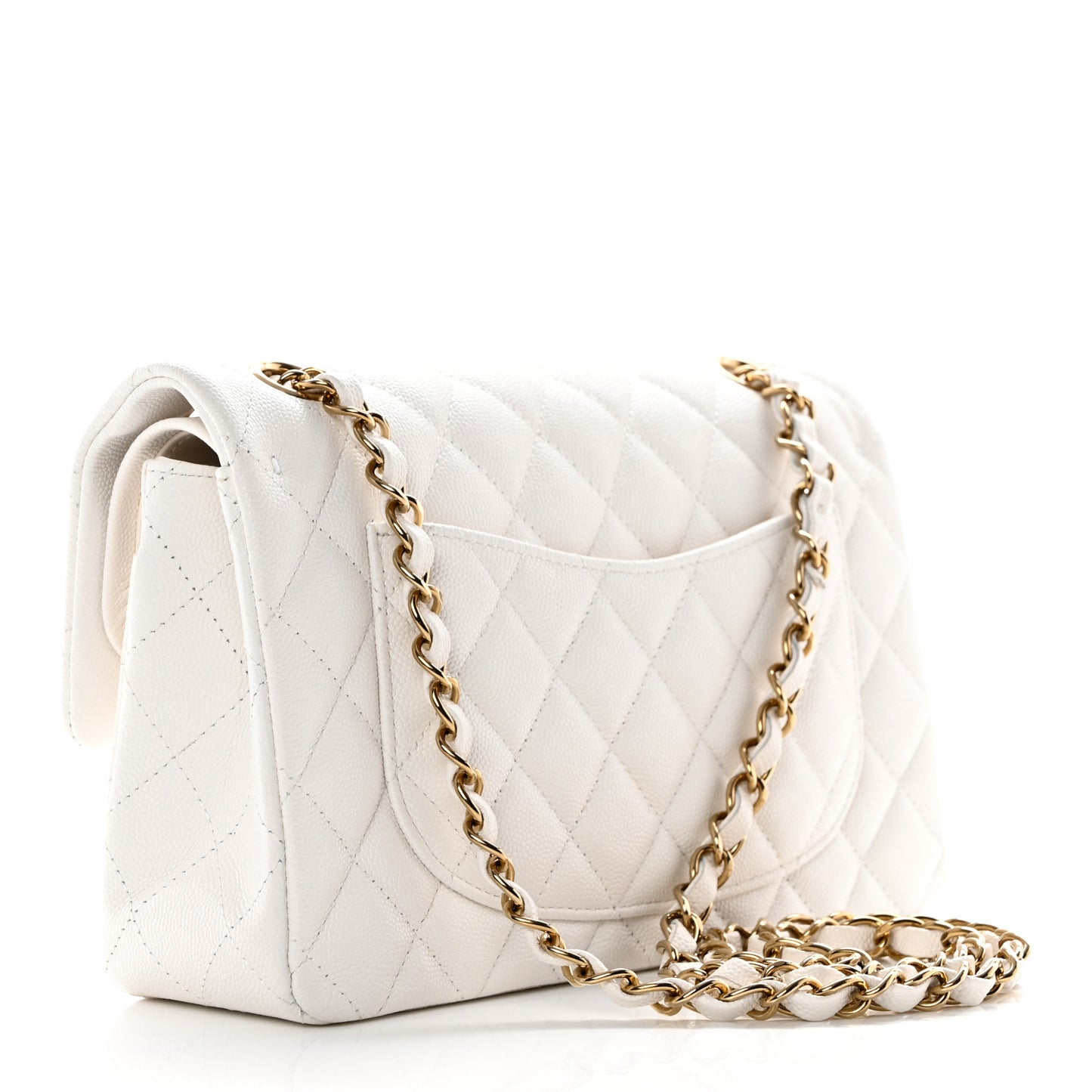 Caviar Quilted Small Double Flap White