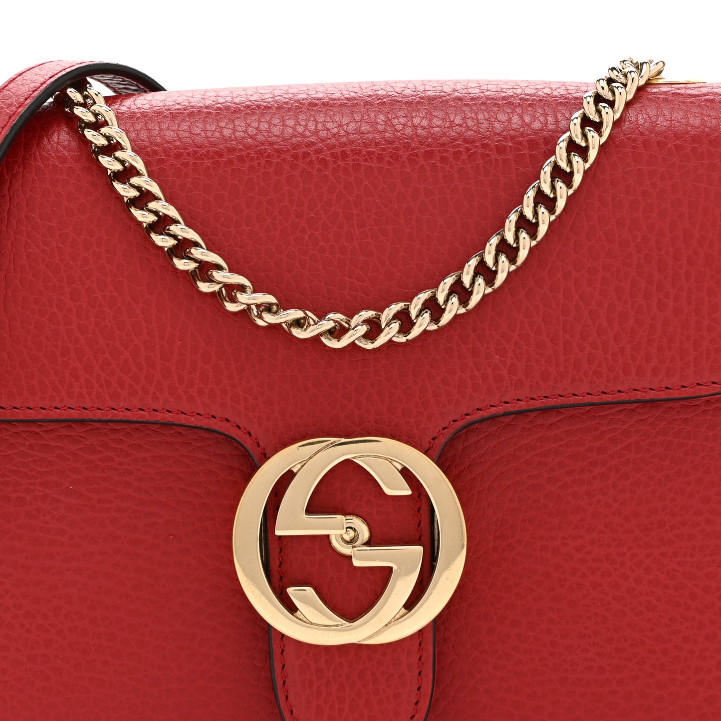 Dollar Calfskin Small Interlocking G Shoulder Bag Red