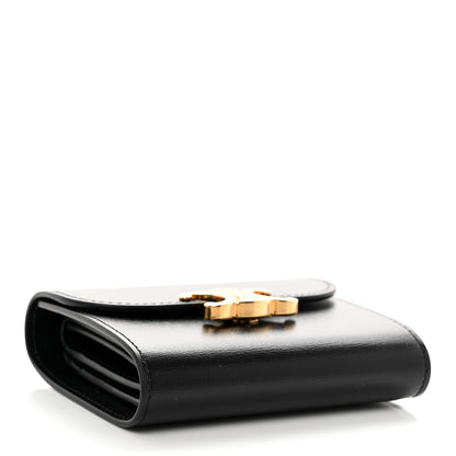Celine Shiny Calfskin Triomphe Small Wallet Black 4 of 8