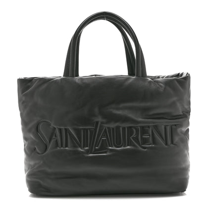 Saint Laurent Lambskin Wide Puffer Tote Black 1 of 10