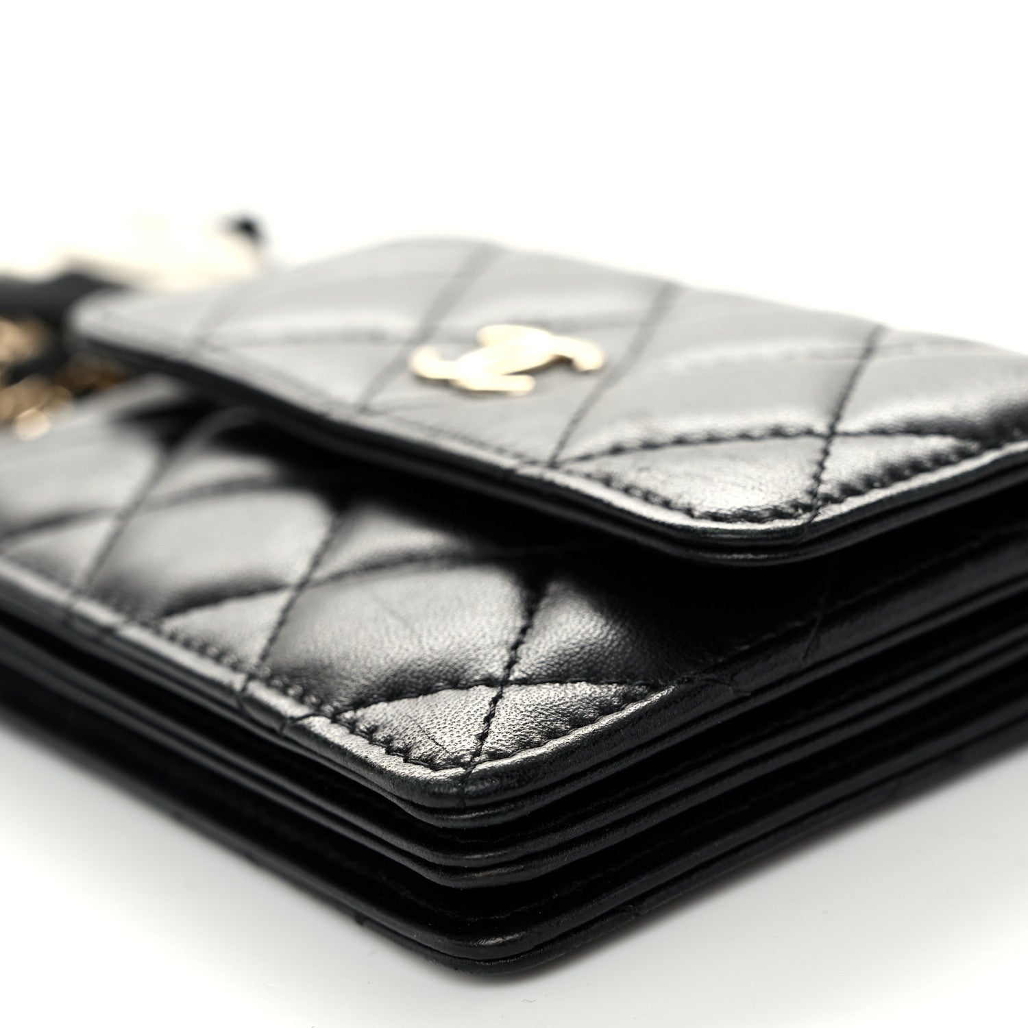 Chanel Lambskin Quilted My Chanel Lady Card Holder On Chain Black 11 of 11