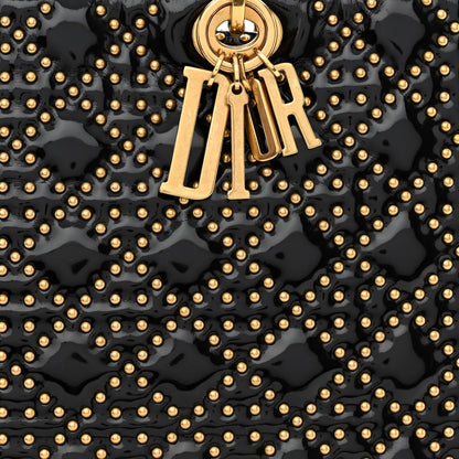 Christian Dior Patent Cannage Studded Large Lady Dior Black 9 of 12