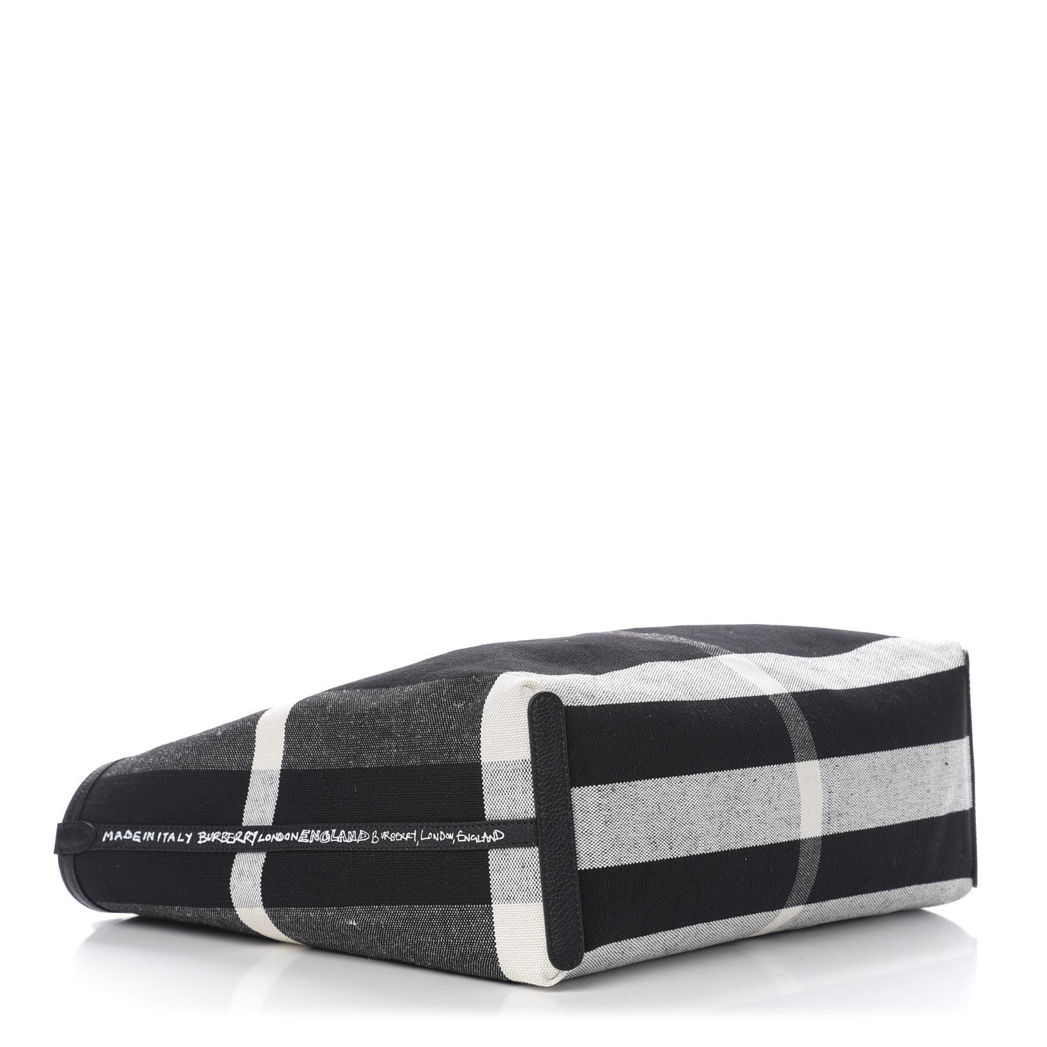 Burberry Coated Canvas Mega Check Medium Doodle Tote Black White 7 of 16
