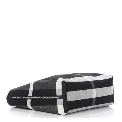 Burberry Coated Canvas Mega Check Medium Doodle Tote Black White 7 of 16