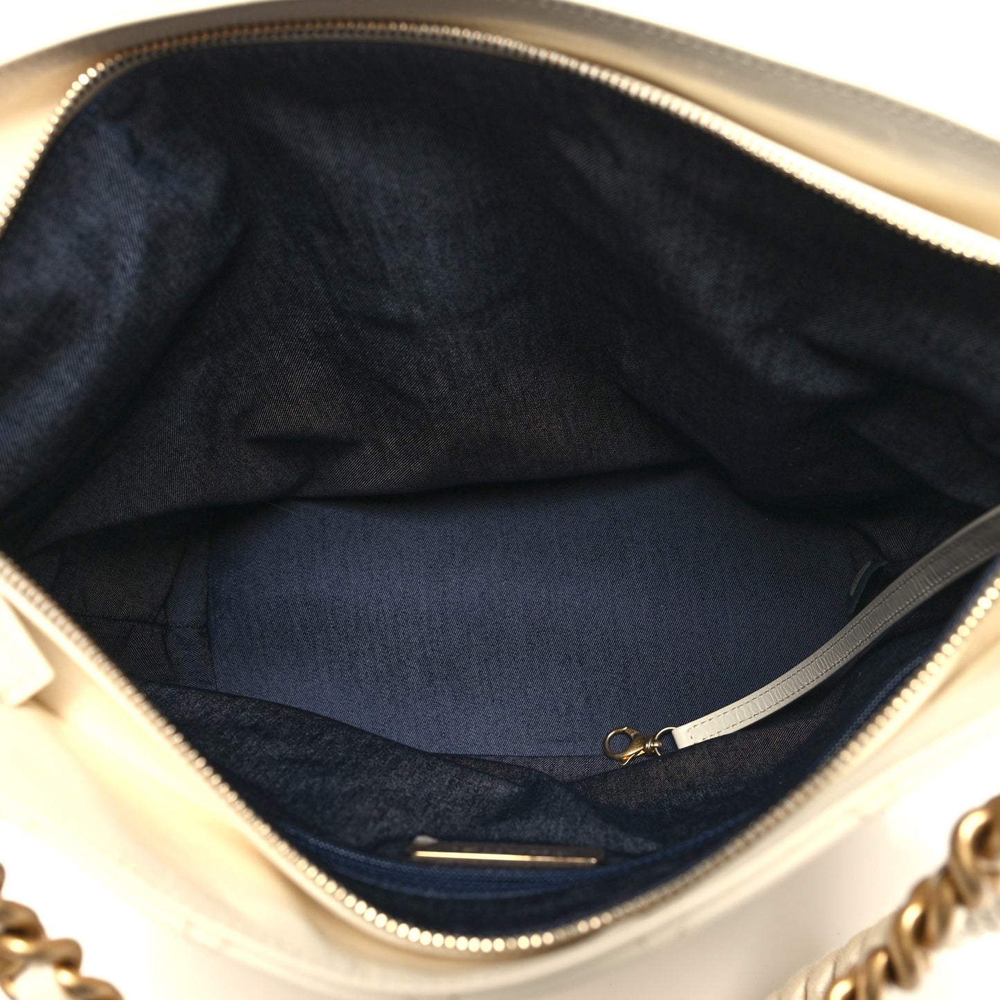 Crumpled Calfskin En Vogue Rope Hobo Bag White