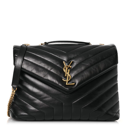 Saint Laurent Calfskin Y Quilted Monogram Medium Loulou Chain Satchel Black 1 of 15