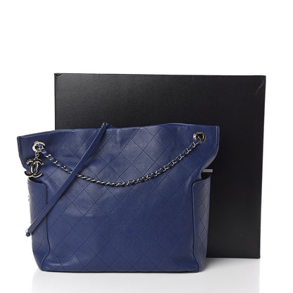 Chanel Grained Calfskin Stitched CC Pocket Tote Navy Blue 11 of 11