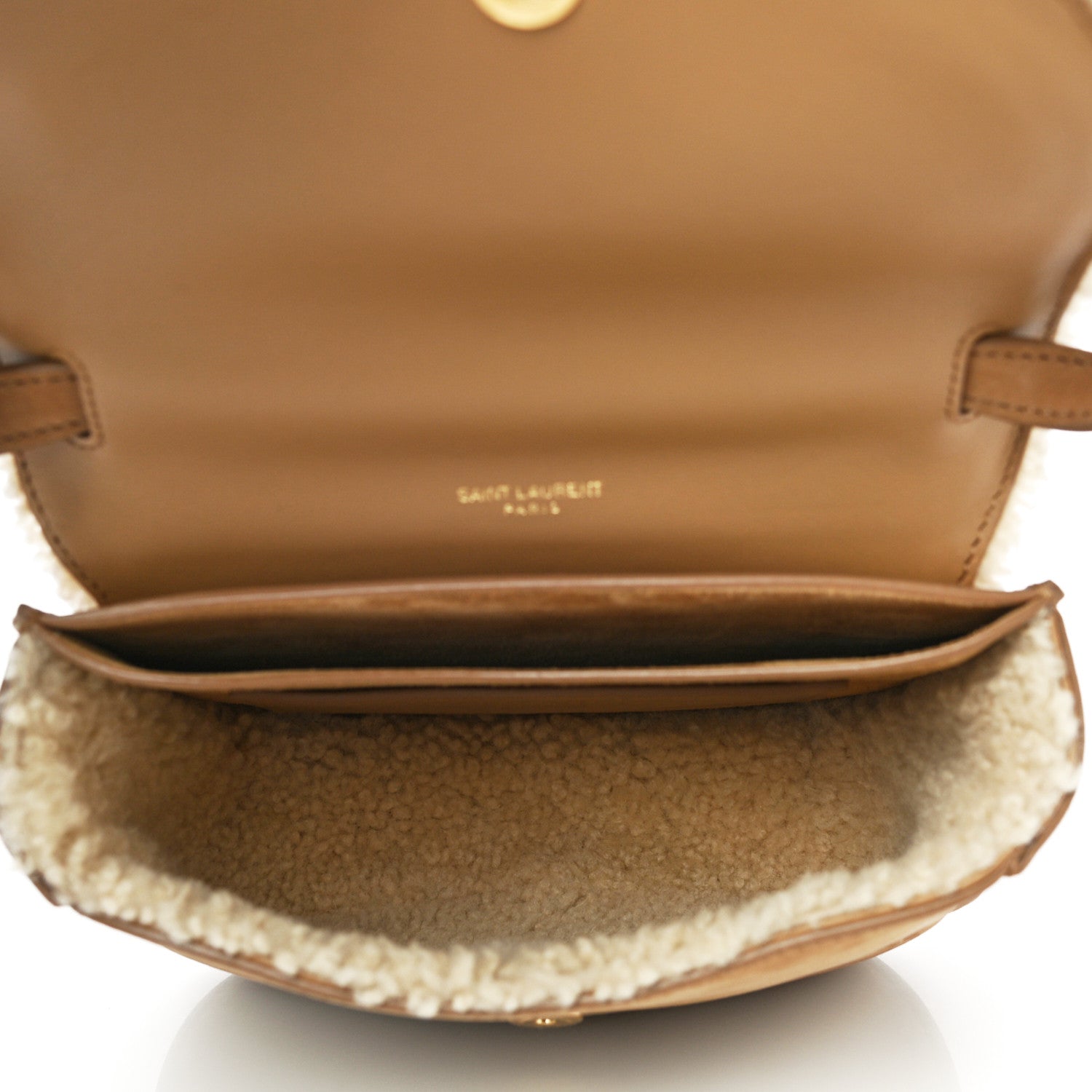 Saint Laurent Suede Shearling Small Kaia Satchel Natural Tan 8 of 11