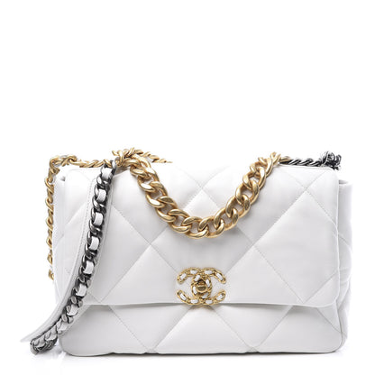 Chanel Goatskin Quilted Large 19 Flap White 1 of 10