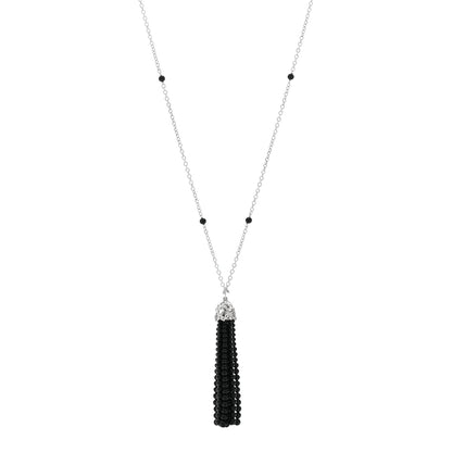 Tiffany Sterling Silver Black Onyx Paloma Picasso Olive Leaf Tassel Necklace 1 of 4