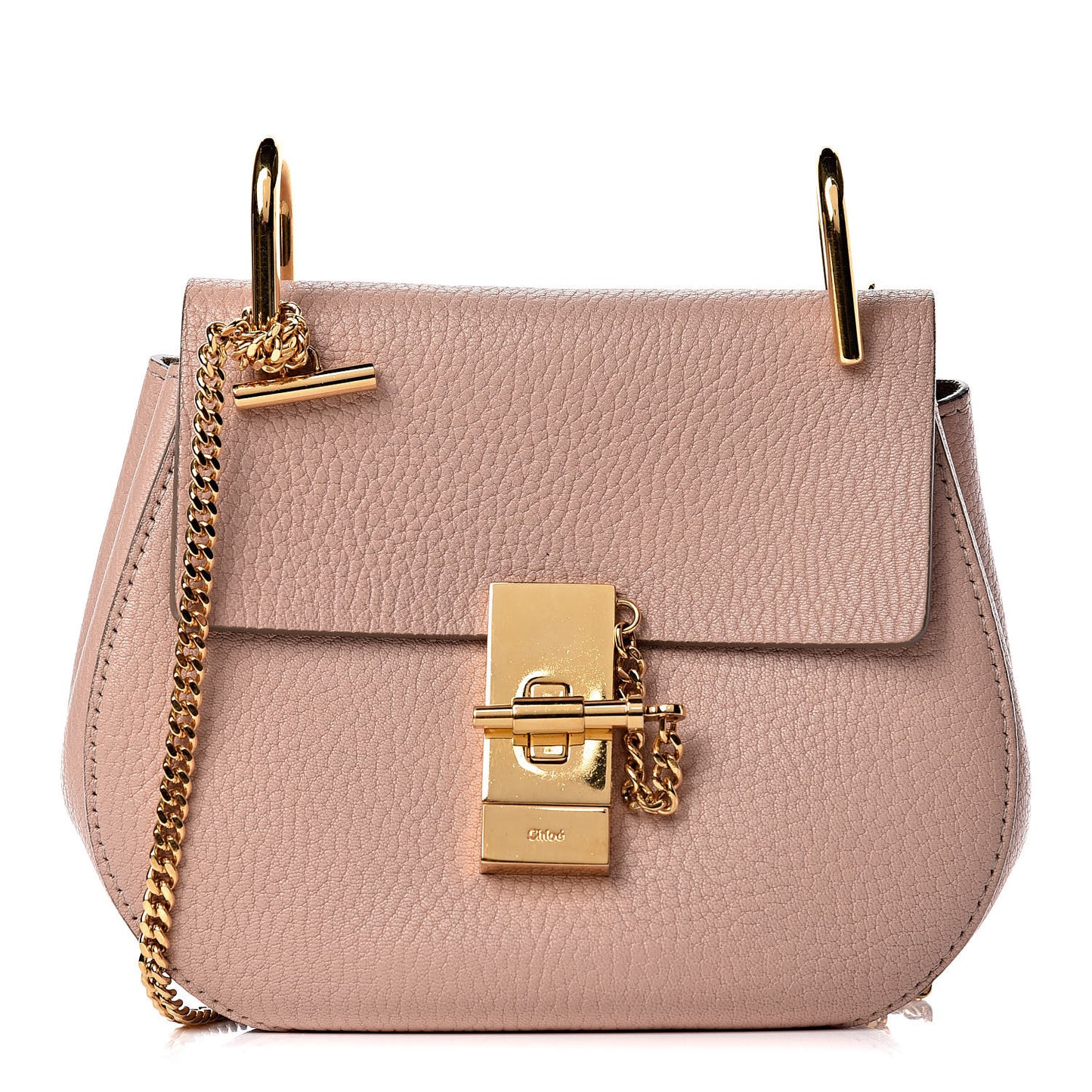 Grained Lambskin Mini Drew Shoulder Bag Cement Pink