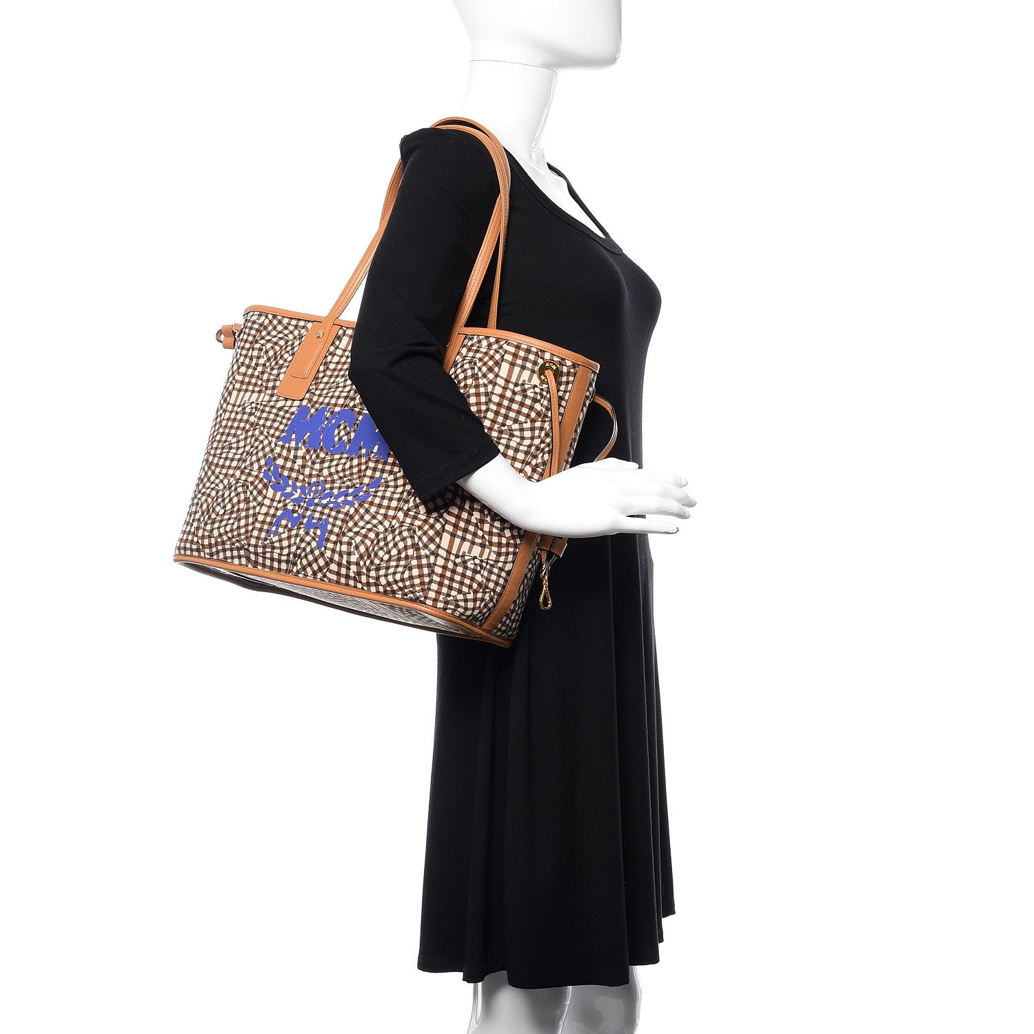 MCM Visetos Medium Liz Reversible Shopper Tote Cognac 2 of 15
