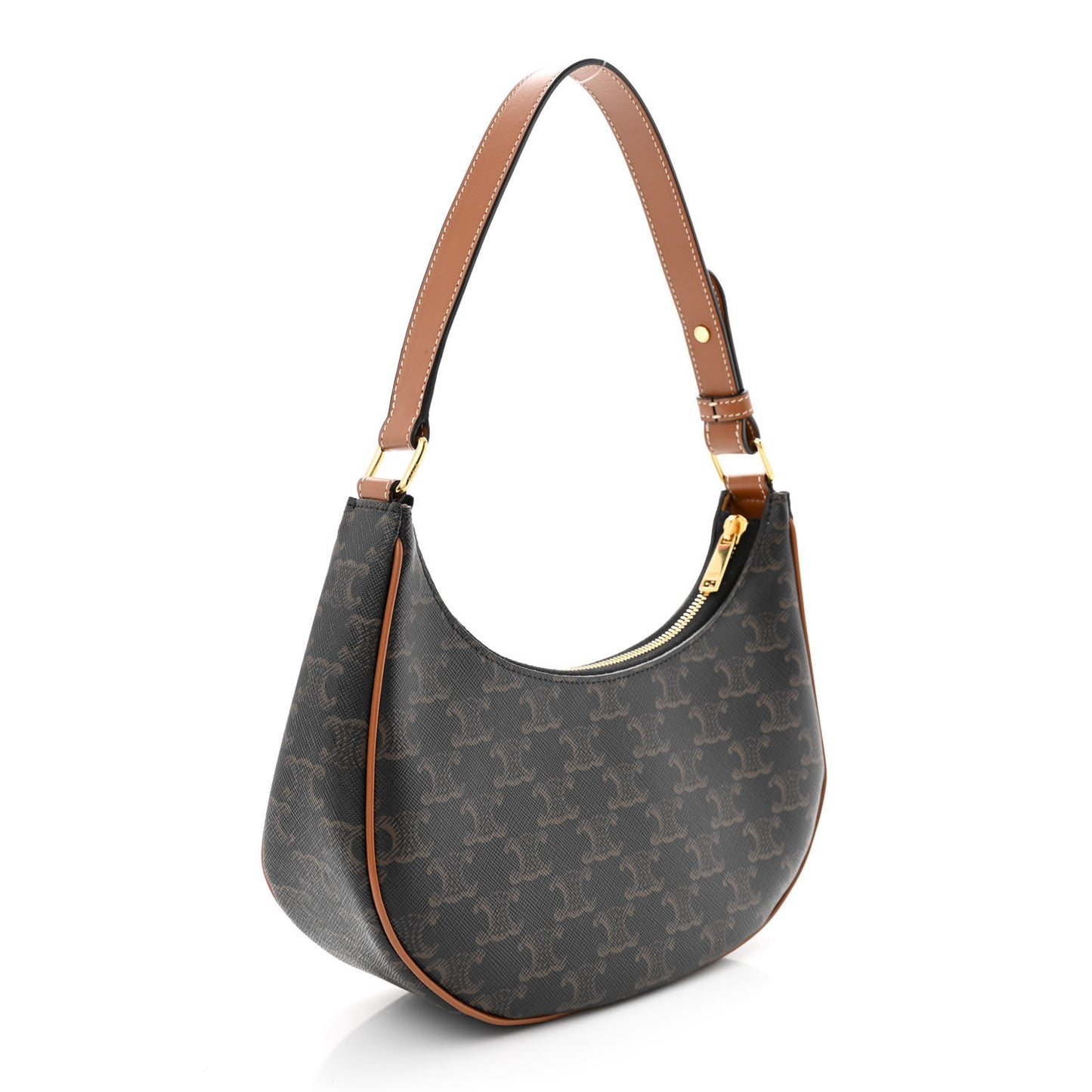 Triomphe Canvas Calfskin Ava Shoulder Bag Tan