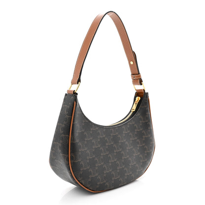 Celine Triomphe Canvas Calfskin Ava Shoulder Bag Tan 3 of 13