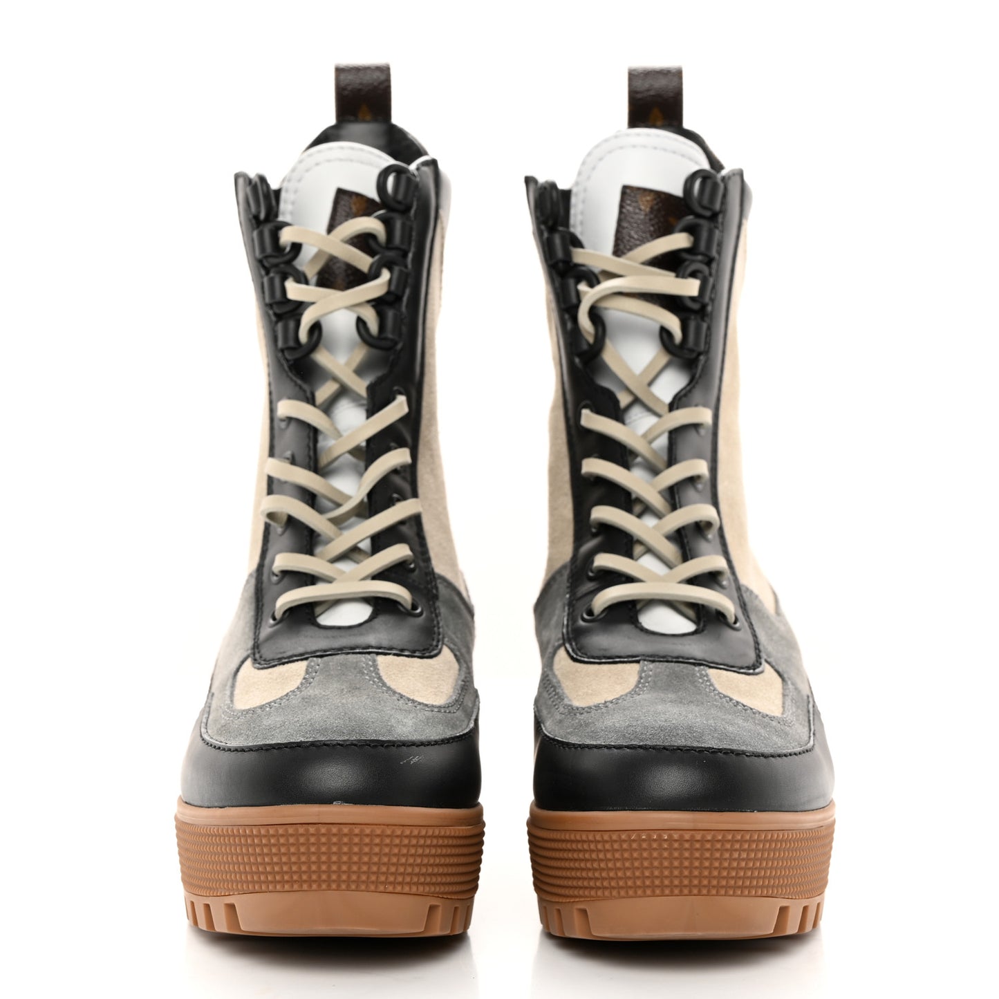 Suede Calfskin Monogram Laureate Platform Desert Boots 37 Beige