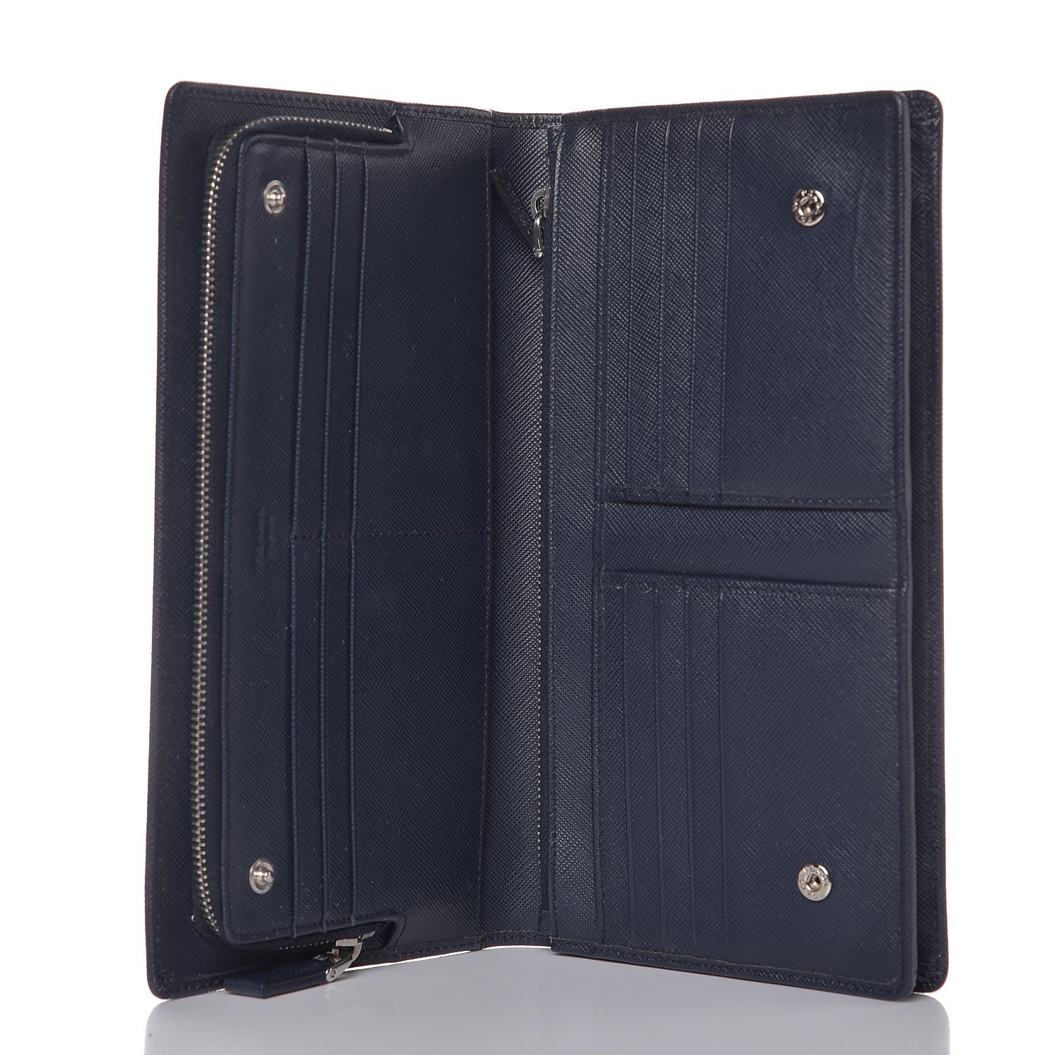 Prada Saffiano Continental Flap Wallet Baltico 5 of 8